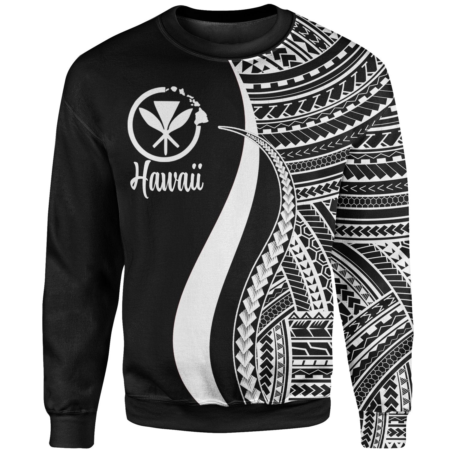 Hawaii Sweatshirt - White Polynesian Tentacle Tribal Pattern Unisex White - Polynesian Pride