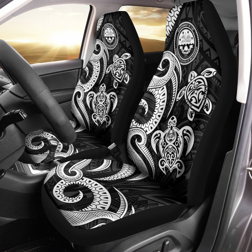 Federated States of Micronesia Car Seat Covers - White Tentacle Turtle Universal Fit White - Polynesian Pride