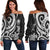 Federated States of Micronesia Women's Off Shoulder Sweater - White Tentacle Turtle White - Polynesian Pride