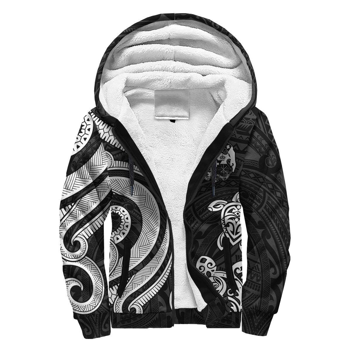 Tonga Sherpa Hoodie - White Tentacle Turtle White - Polynesian Pride