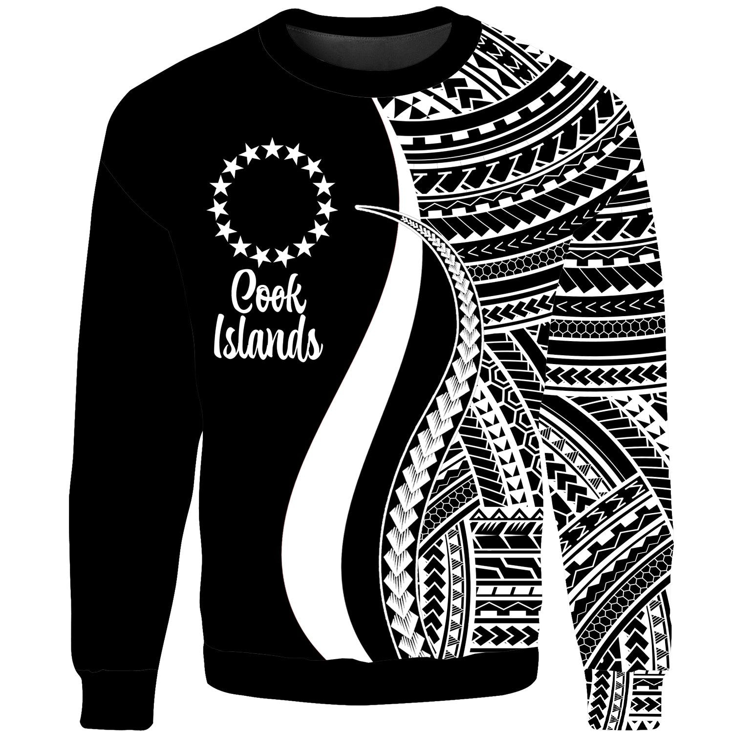 Cook Islands Sweatshirt - White Polynesian Tentacle Tribal Pattern Unisex White - Polynesian Pride