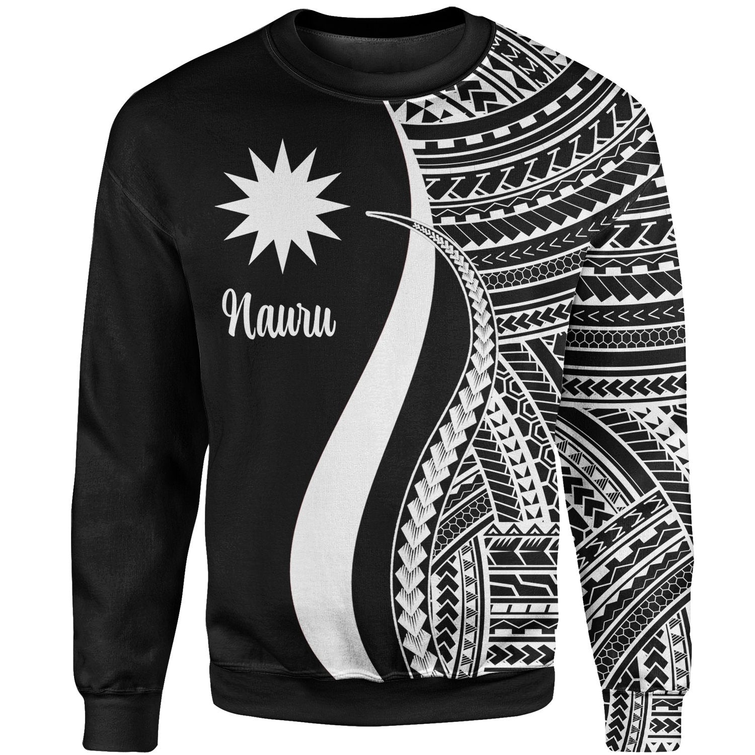 Nauru Sweatshirt - White Polynesian Tentacle Tribal Pattern Unisex White - Polynesian Pride