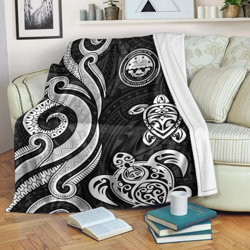 Federated States of Micronesia Premium Blanket - White Tentacle Turtle White - Polynesian Pride