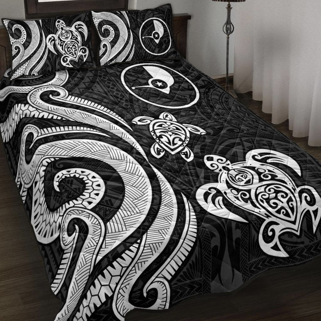 Yap Quilt Bed Set - White Tentacle Turtle White - Polynesian Pride