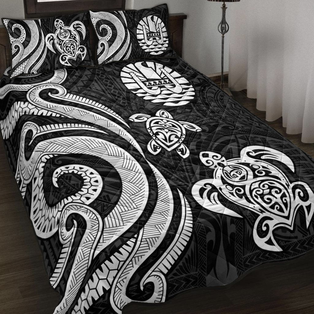 Tahiti Quilt Bed Set - White Tentacle Turtle White - Polynesian Pride