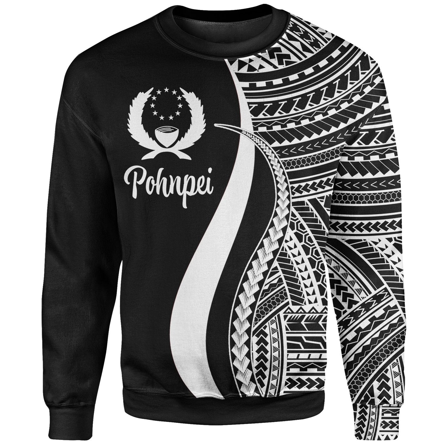 Pohnpei Sweatshirt - White Polynesian Tentacle Tribal Pattern Unisex White - Polynesian Pride