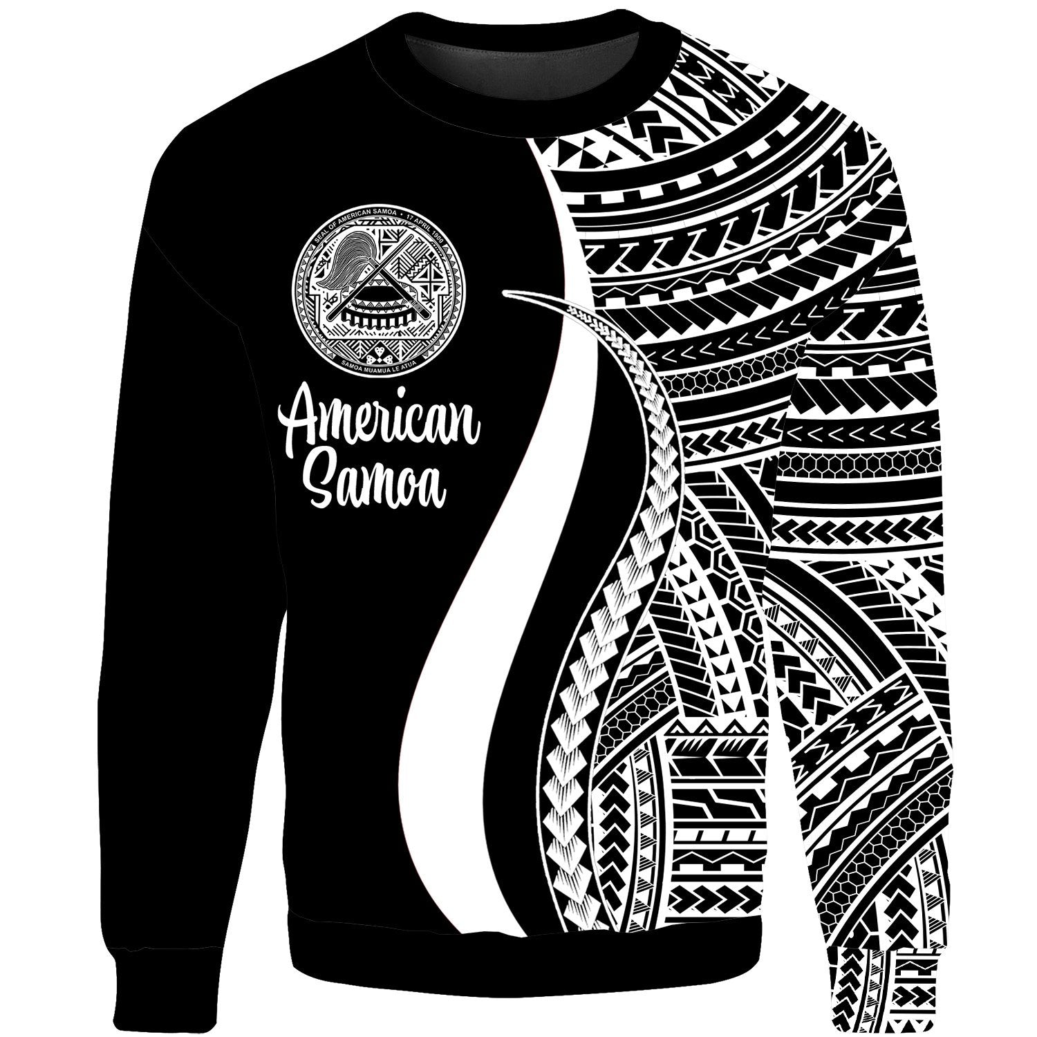 American Samoa Sweatshirt - White Polynesian Tentacle Tribal Pattern Unisex White - Polynesian Pride