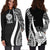 Tahiti Women's Hoodie Dress - White Polynesian Tentacle Tribal Pattern - Polynesian Pride