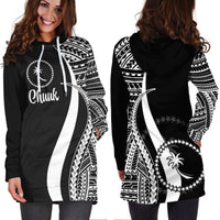 Chuuk Women's Hoodie Dress - White Polynesian Tentacle Tribal Pattern - Polynesian Pride