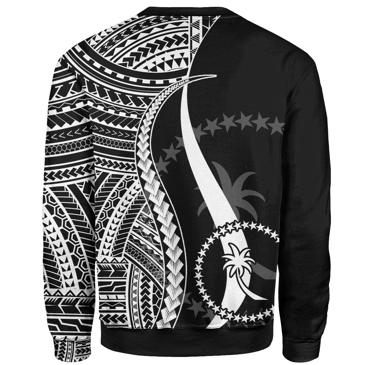 Chuuk Sweatshirt - White Polynesian Tentacle Tribal Pattern - Polynesian Pride