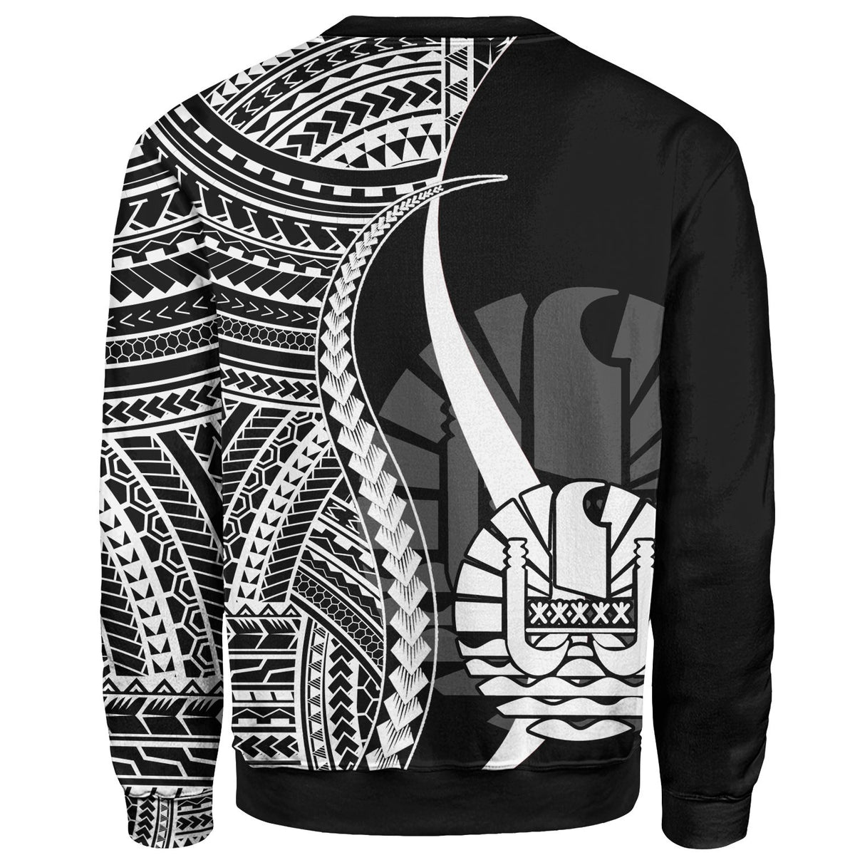 Tahiti Custom Personalised Sweatshirt - White Polynesian Tentacle Tribal Pattern - Polynesian Pride