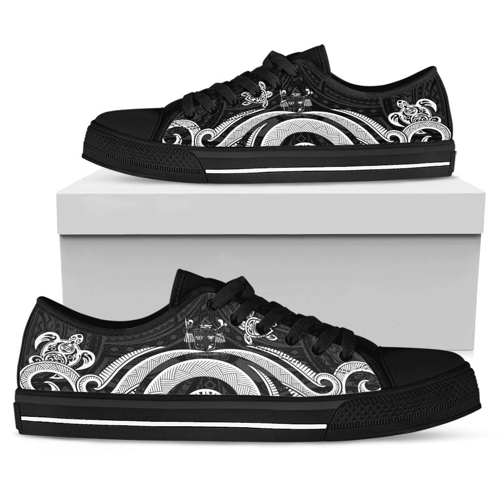 Fiji Low Top Canvas Shoes - White Tentacle Turtle Crest - Polynesian Pride