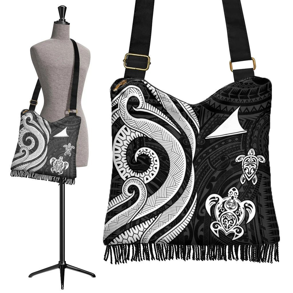 Tokelau Boho Handbag - White Tentacle Turtle - Polynesian Pride