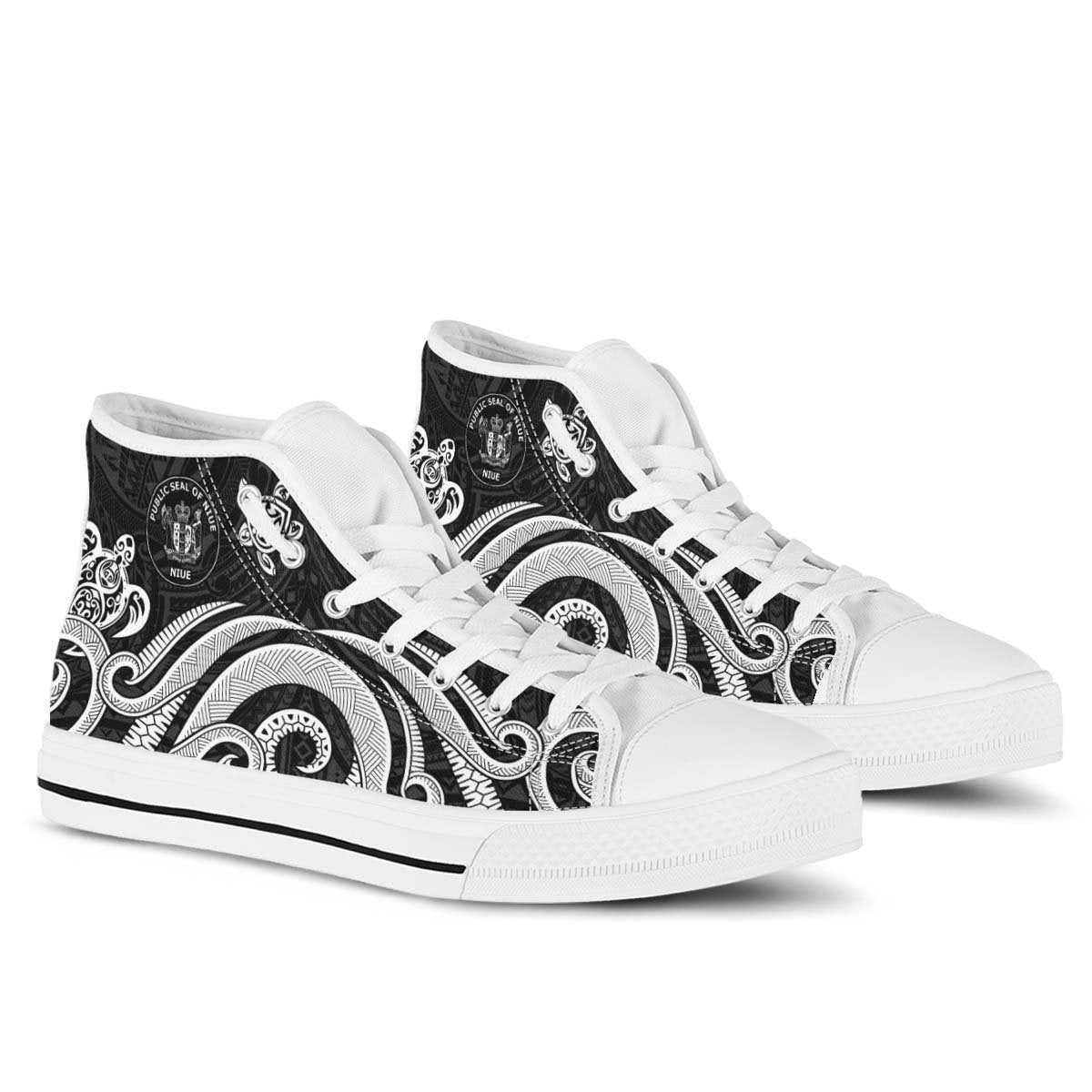 Niue High Top Shoes - White Tentacle Turtle - Polynesian Pride