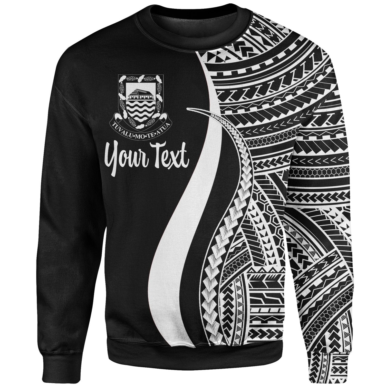 Tuvalu Custom Personalised Sweatshirt - White Polynesian Tentacle Tribal Pattern Unisex White - Polynesian Pride