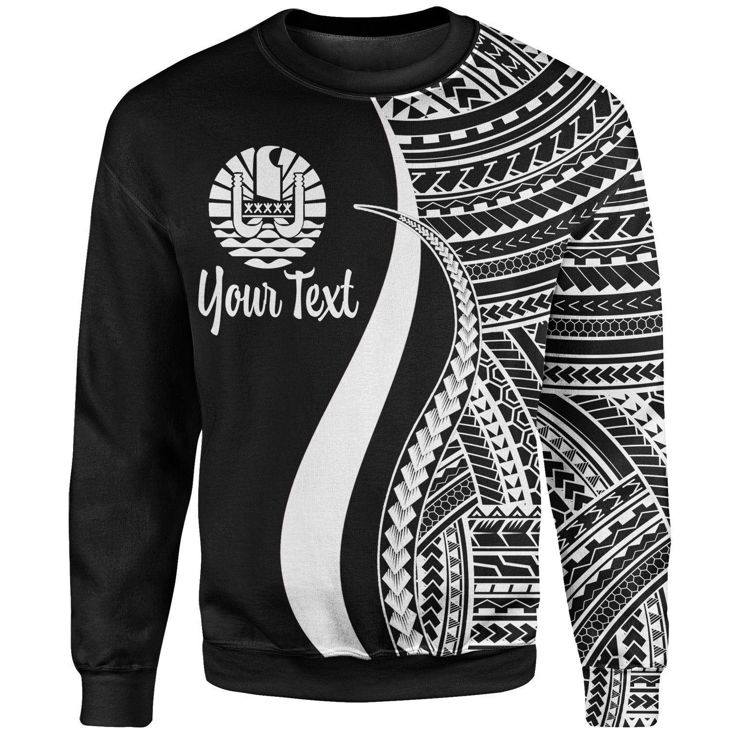 Tahiti Custom Personalised Sweatshirt - White Polynesian Tentacle Tribal Pattern Unisex White - Polynesian Pride