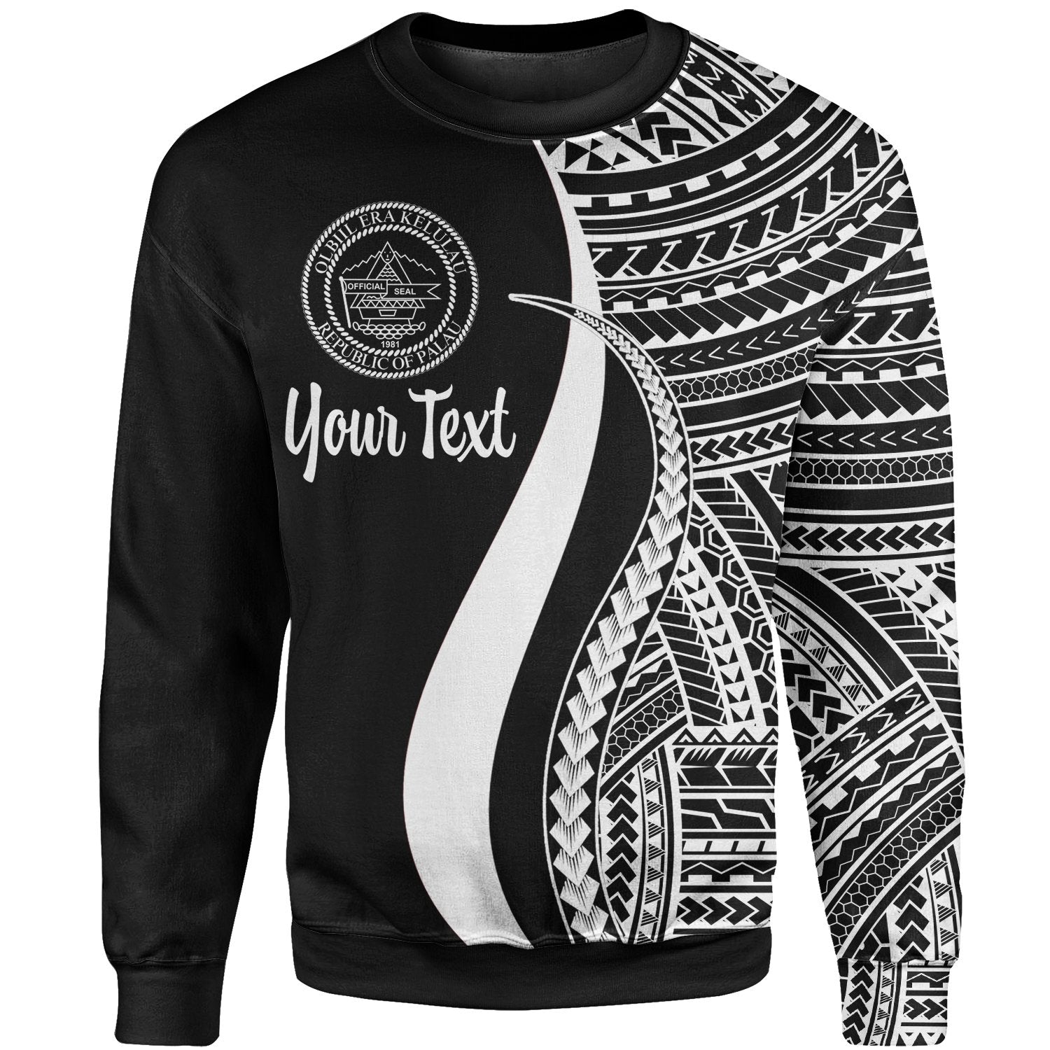 Palau Custom Personalised Sweatshirt - White Polynesian Tentacle Tribal Pattern Crest Unisex White - Polynesian Pride