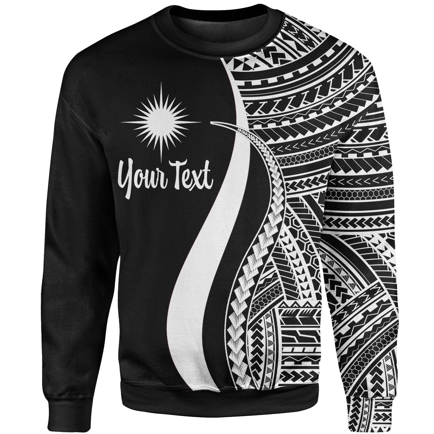 Marshall Islands Custom Personalised Sweatshirt - White Polynesian Tentacle Tribal Pattern Unisex White - Polynesian Pride