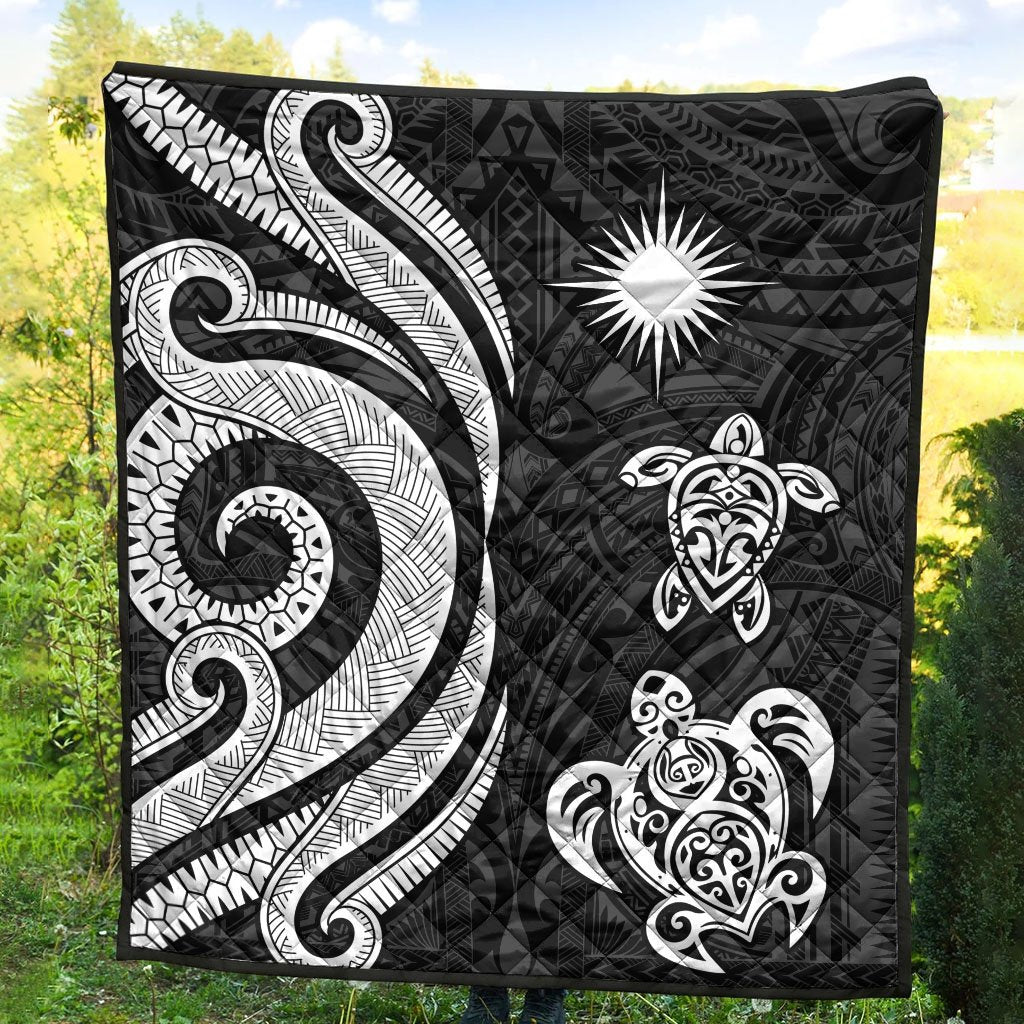Marshall Islands Premium Quilt - White Tentacle Turtle - Polynesian Pride