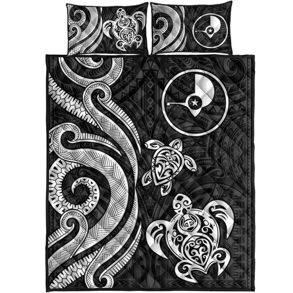Yap Quilt Bed Set - White Tentacle Turtle - Polynesian Pride