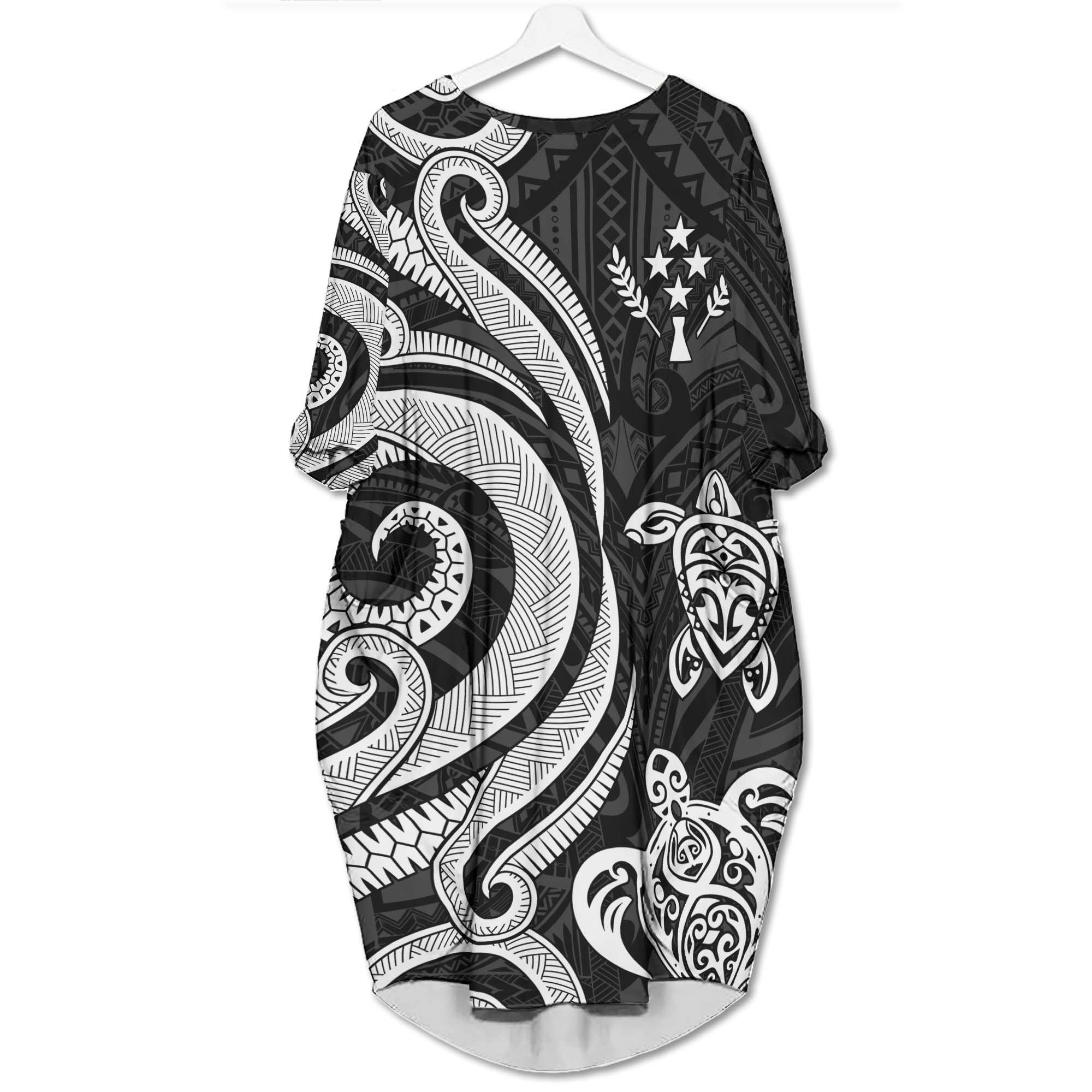 Kosrae Batwing Pocket Dress - White Tentacle Turtle Women White - Polynesian Pride