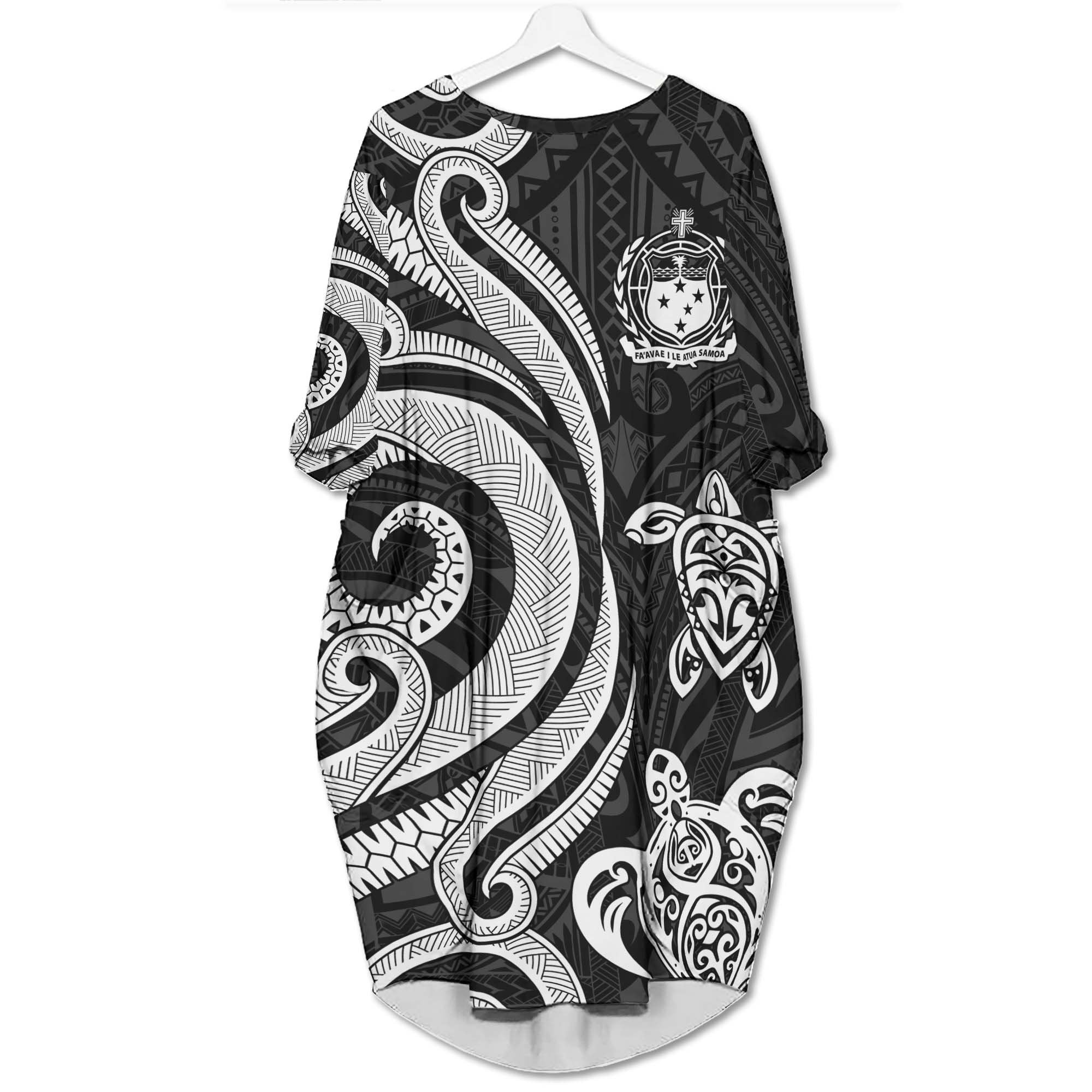 Samoa Batwing Pocket Dress - White Tentacle Turtle Women White - Polynesian Pride