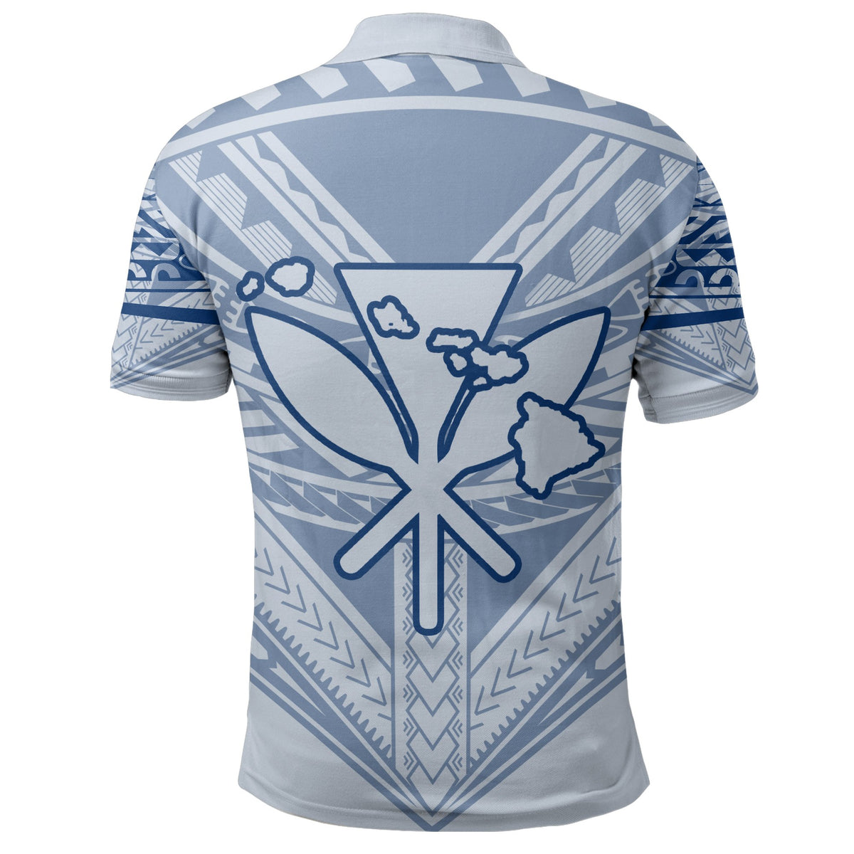 Hawaiian Kanaka Map Football Jersey Polo Shirt White and Blue Roger Style - Polynesian Pride