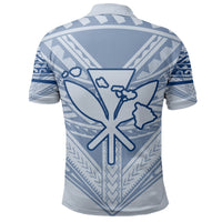 Hawaiian Kanaka Map Football Jersey Polo Shirt White and Blue Roger Style - Polynesian Pride