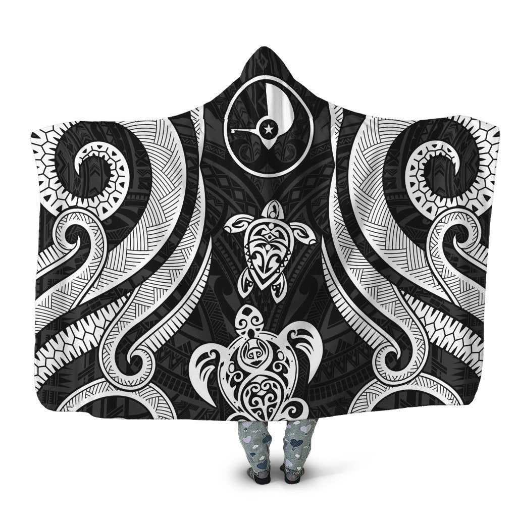 Yap Hooded Blanket - White Tentacle Turtle Hooded Blanket White - Polynesian Pride