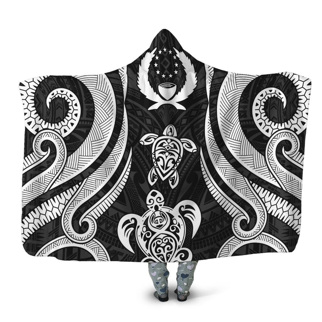 Pohnpei Hooded Blanket - White Tentacle Turtle Hooded Blanket White - Polynesian Pride