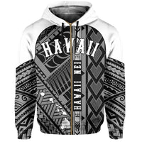 Hawaii Nei Hoodie Zip up Polynesian White - Polynesian Pride