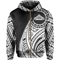 Hawaii Mauna Kea Polynesian Zip up Hoodie Tatoo Style White - Polynesian Pride