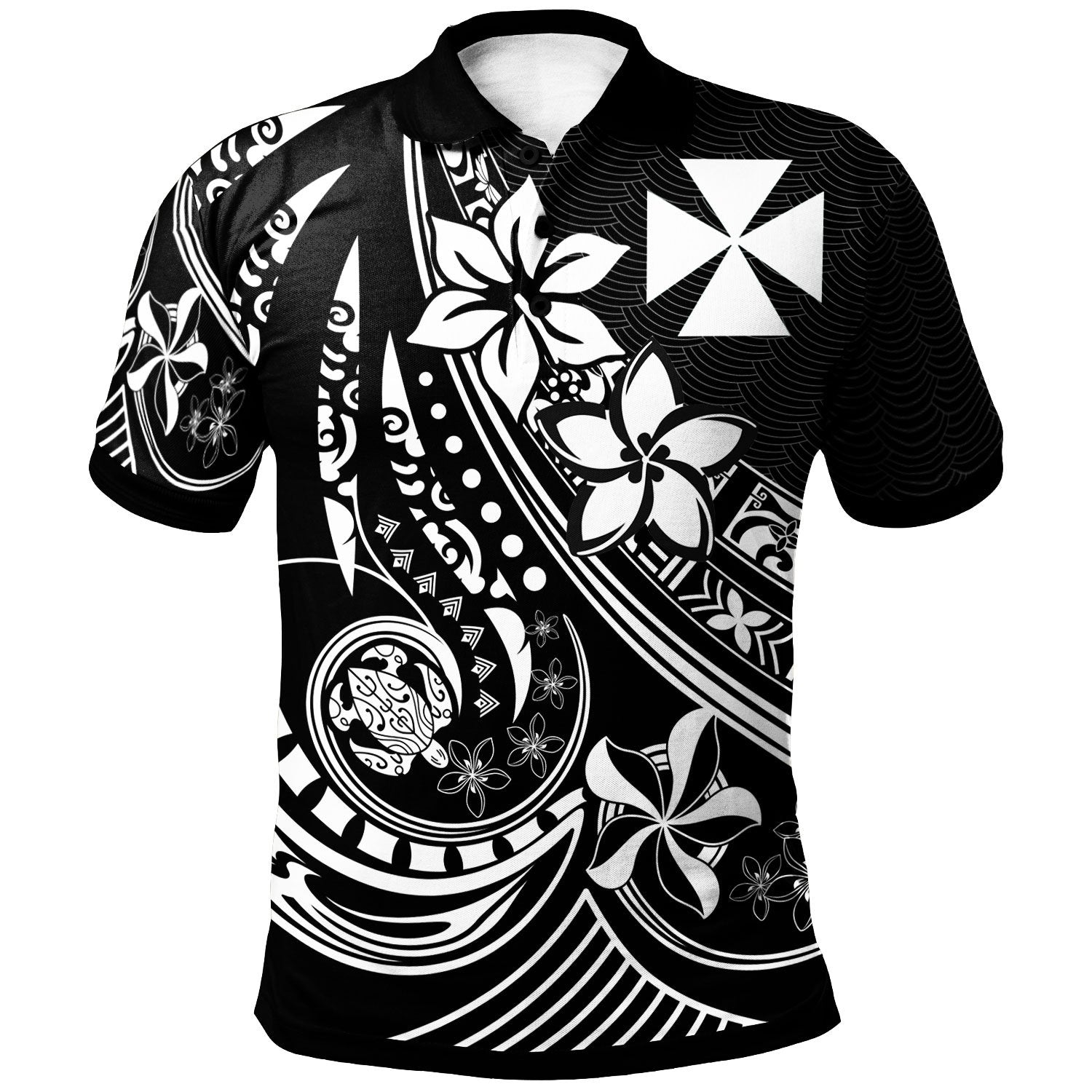 Wallis and Futuna Polo Shirt The Flow Of The Ocean Unisex Black - Polynesian Pride