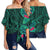 Hawaii Tropical Leaves Polynesian Women's Off Shoulder Wrap Waist Top - Melio Style - AH - Polynesian Pride