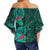 Hawaii Tropical Leaves Polynesian Women's Off Shoulder Wrap Waist Top - Melio Style - AH - Polynesian Pride