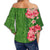 Hawaii Hibiscus Flower Tropical Polynesian Women's Off Shoulder Wrap Waist Top - Curtis Style - AH - Polynesian Pride