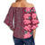 Hawaii Hibiscus Flower Polynesian Women's Off Shoulder Wrap Waist Top - Curtis Style - Pink - AH - Polynesian Pride