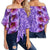 Hawaii Hibiscus Flower Polynesian Women's Off Shoulder Wrap Waist Top - Curtis Style - Purple - AH - Polynesian Pride
