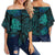 Hawaii Monsteria Leaves Polynesian Women's Off Shoulder Wrap Waist Top - Melio Style - AH - Polynesian Pride