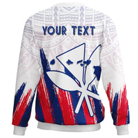 (Personalized) Hawaiian Map Kanaka Flag Brush Sweatshirt White - Throne Style - Polynesian Pride