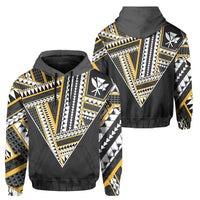 Hawaii Hoodie Football Jersey Style Gray and Yellow Unisex Gray - Polynesian Pride