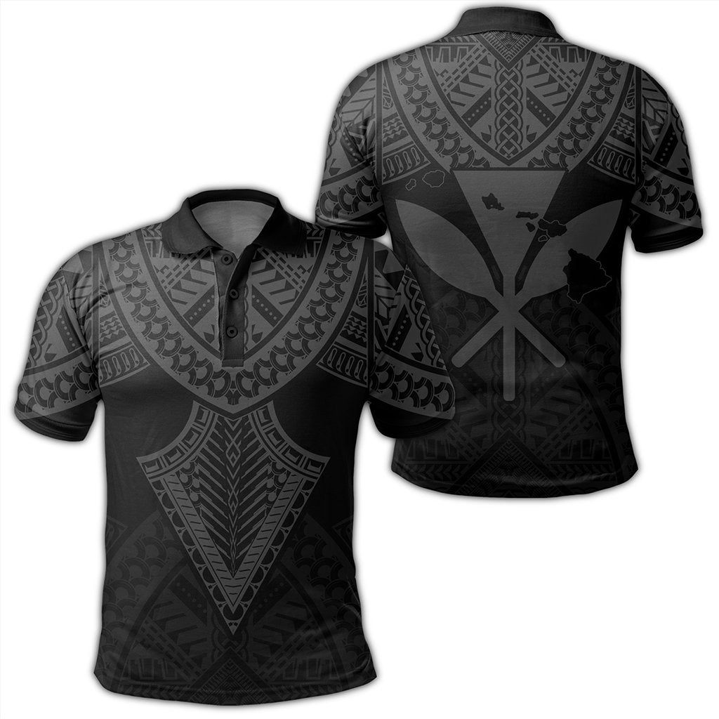 Hawaii Polynesian Limited Polo Shirt Tab Style Gray Unisex Black - Polynesian Pride