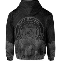 Polynesian Hibiscus Seal of Hawaii Zip Hoodie Gray - Polynesian Pride