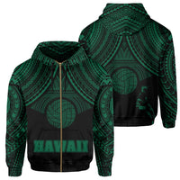 Polynesian Volleyball Hawaii Zip Hoodie Green Unisex Green - Polynesian Pride