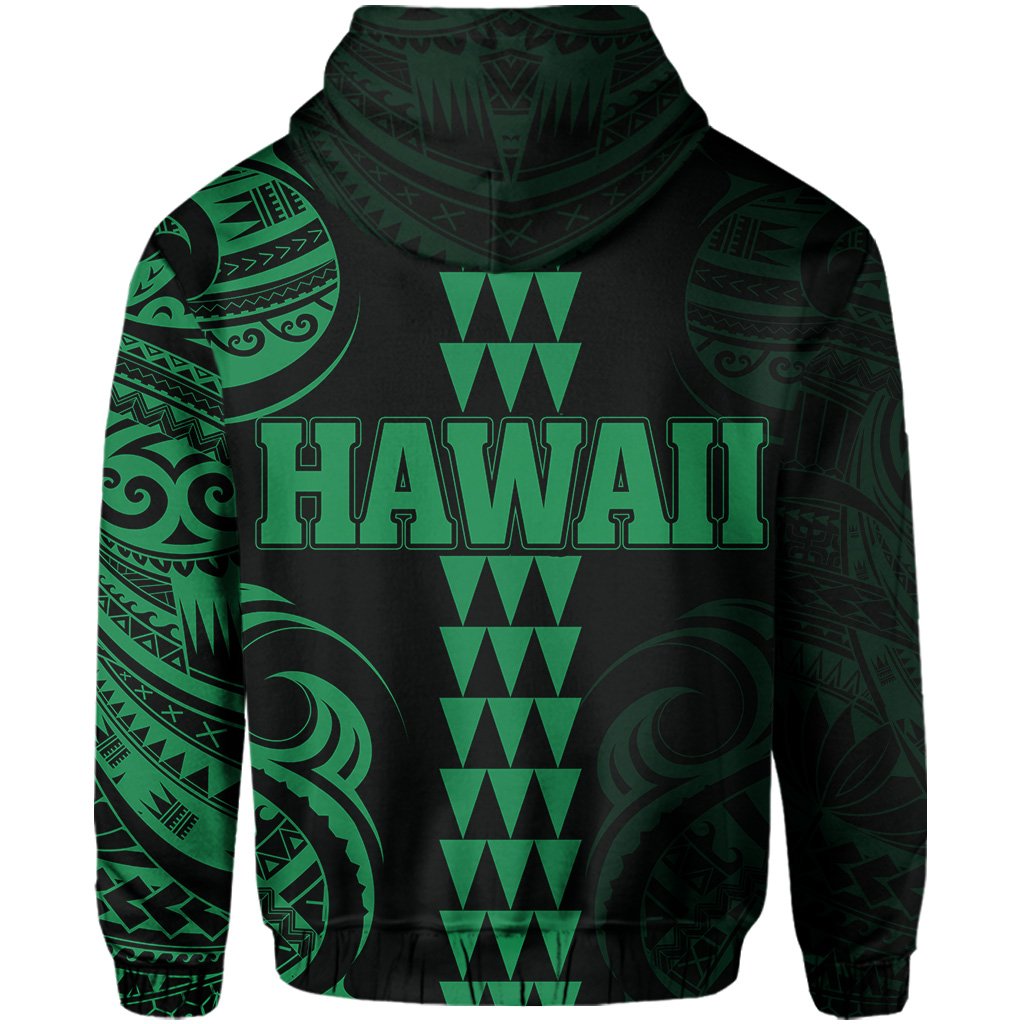 Kanaka Map Polynesian Kakau Hoodie (Zip up) Green - Polynesian Pride