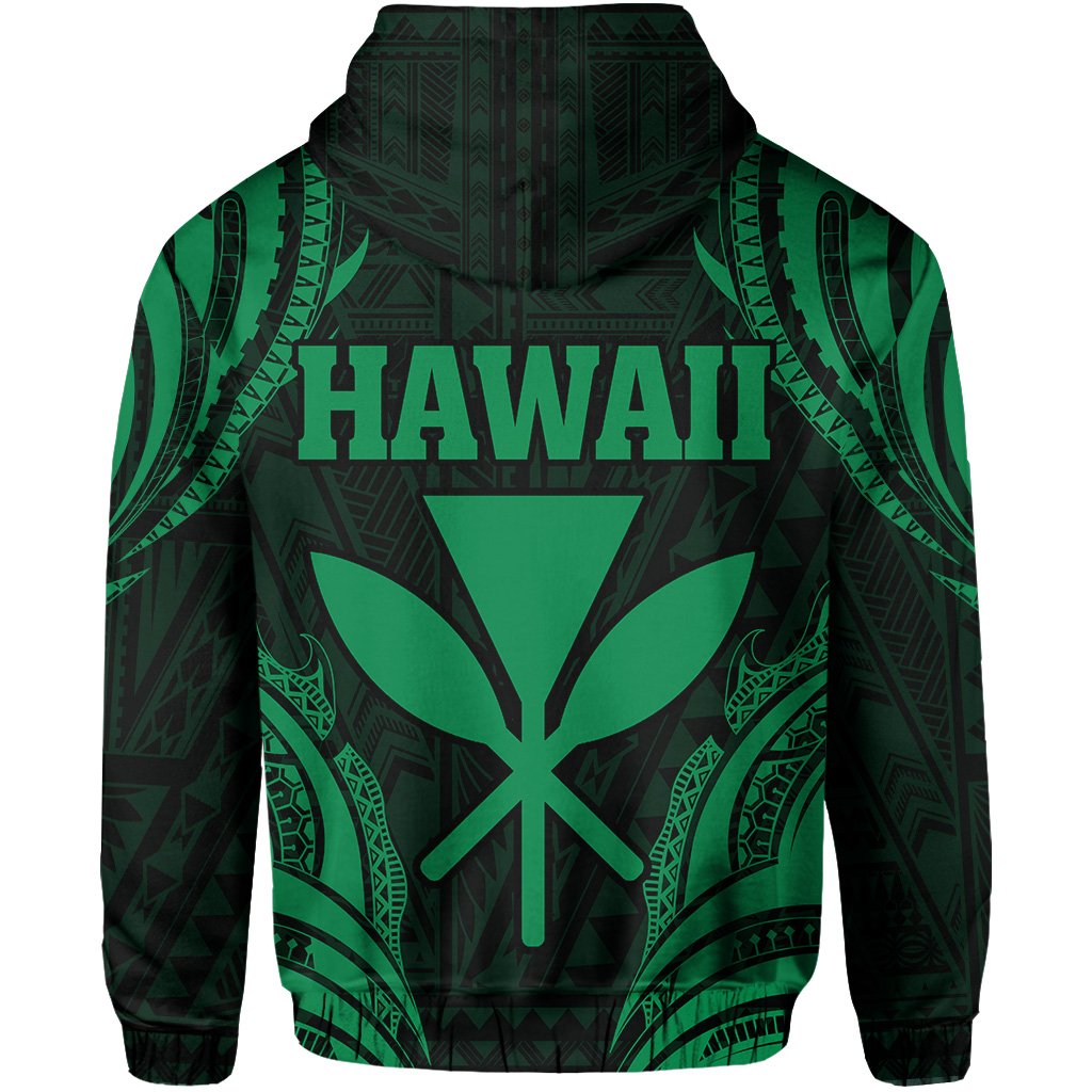 Polynesian Turtle Kanaka Maoli Hawaii Zip Hoodie Green - Polynesian Pride