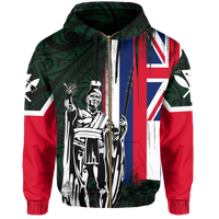 Hawaii King Flag Polynesian Hoodie (Zip up) Green - Polynesian Pride