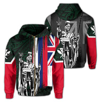 Hawaii King Flag Polynesian Hoodie (Zip up) Green Unisex Green - Polynesian Pride