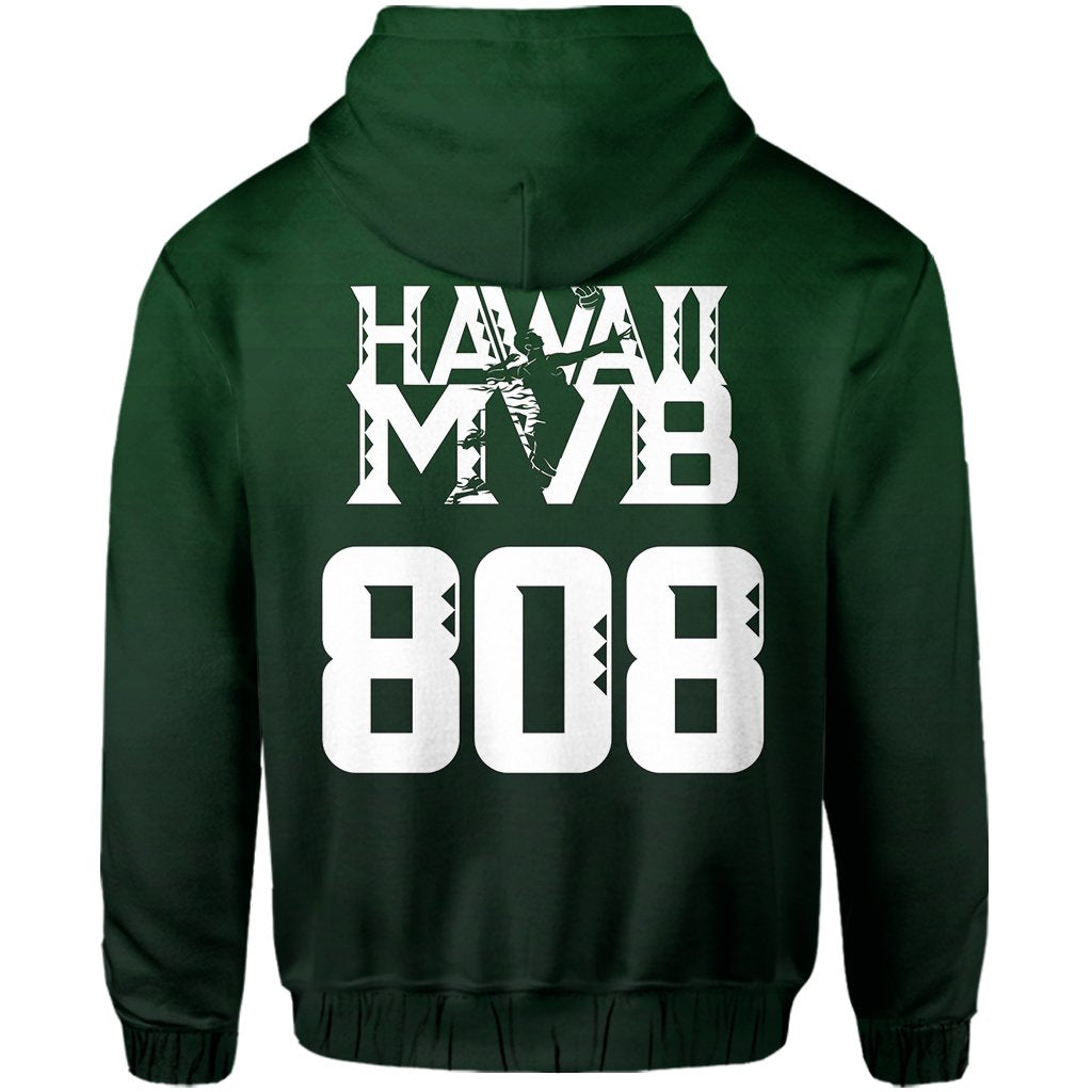 Volleyball Sport Kakau Hawaii zip Hoodie Green - Polynesian Pride