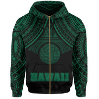 Polynesian Volleyball Hawaii Zip Hoodie Green - Polynesian Pride